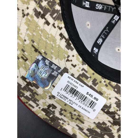 NEW ERA KANSAS CITY CHIEFS MENS TAN 2023 SALUTE TO SERVICE 59FIFTY FITTED HAT - Picture 10 of 15